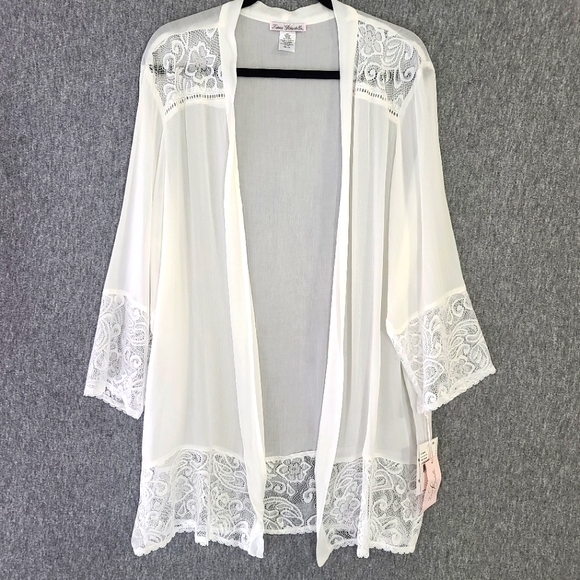 Linea Donatella Other - Linea Donattela Size Large/XL Lace Gauze Open Robe Coverup White NEW